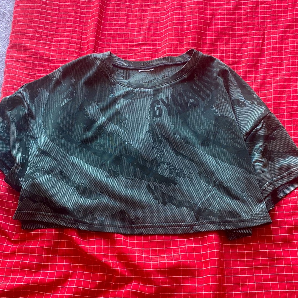GS Power Crop Top - Black Print